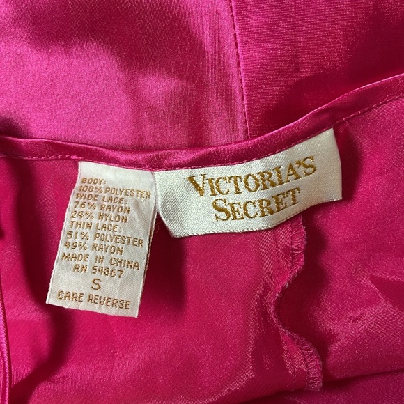 Vintage gold label Victoria's Secret hot Pink Chemise Satin teddy bodysuit - Picture 10 of 11